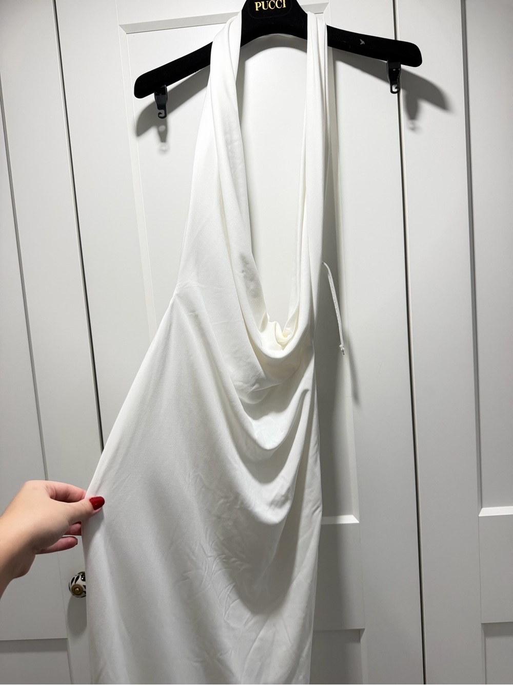 Zara White Draped Halter Slip Dress
